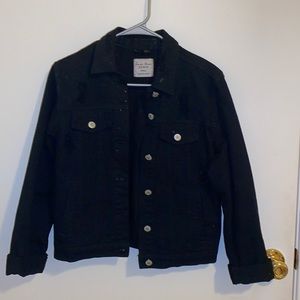 Black Distressed Jean Jacket